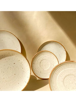 Amalfiee Ceramics - Handmade Shwet 8 Pc Dinner Plate And Salad Plate Set For 4