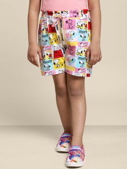 Kidsville - Kids Girls Peanuts White Printed Shorts
