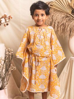 House of Ekam - Yellow Floral Kaftan