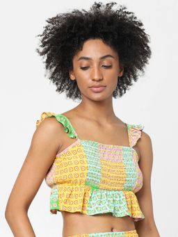 ONLY - Women Casual Wear Yellow Multi-Coloured Top