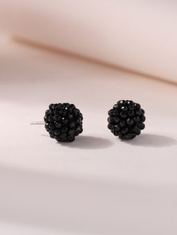 Ornate Jewels - 925 Silver Rhodium Plated Black Spinel Stud Earring For Women And Girls