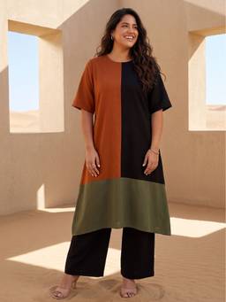 Dora Dori - Black Colorblock Kurta and Pant