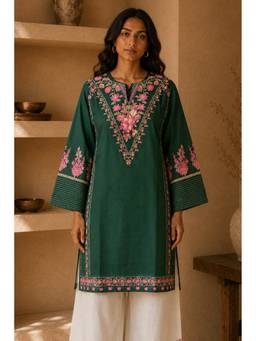 HOUSE OF KARI - Green Cotton Blend Printed Kurta and Palazzo