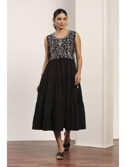 Rangriti - Women Black Cotton Dress