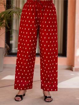 ARAMYA - Women Rust Printed Cotton Pant