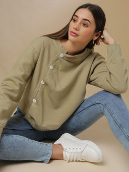 Campus Sutra - Brown Women Stylish Solid Casual Sweatshirts