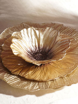 Pure Home + Living - Gold Brown Flower Shaped Small Bowls (Pack of 2)