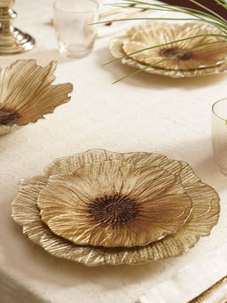 Pure Home + Living - Gold Brown Flower Shaped Dessert Plates (Pack of 2)