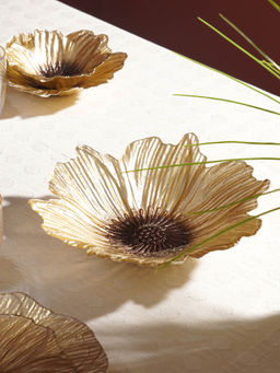 Pure Home + Living - Gold Brown Flower Shaped Serving Bowl