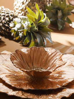 Pure Home + Living - Copper Gold Flower Shaped Serving Small Bowls (Pack of 2)