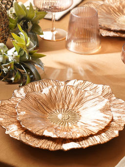 Pure Home + Living - Copper Gold Flower Shaped Dessert Plates (Pack of 2)