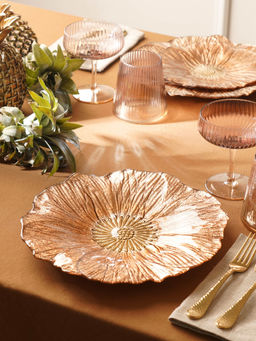 Pure Home + Living - Copper Gold Flower Shaped Dinner Plates (Pack of 2)