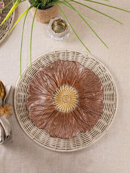 Pure Home + Living - Bronze Gold Flower Shaped Dinner Plates (Pack of 2)