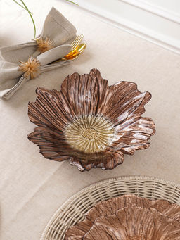 Pure Home + Living - Bronze Gold Flower Shaped Serving Bowl