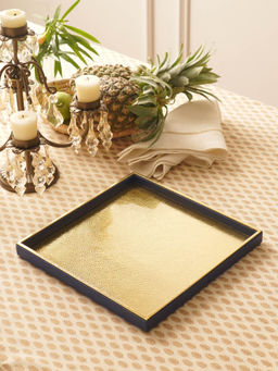Pure Home + Living - Navy Faux Leather Square Platter