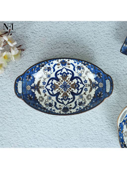 NFI Essentials - Serving Platter with Blue Mandala Design for Snacks