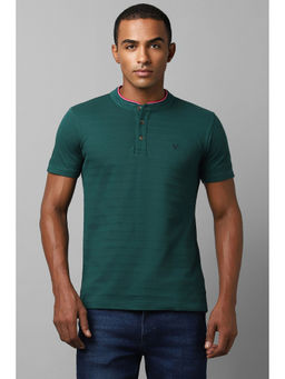 Allen Solly - Men Green Stripe Henley Neck T-Shirt