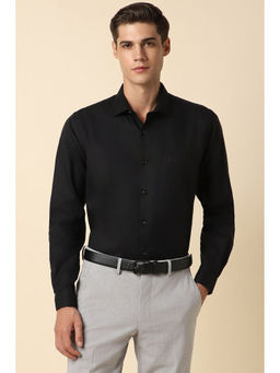 Allen Solly - Men Black Slim Fit Solid Full Sleeves Formal Shirt