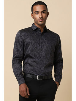 Allen Solly - Men Black Slim Fit Print Full Sleeves Formal Shirt