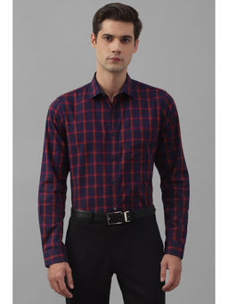 Allen Solly - Men Navy Slim Fit Check Full Sleeves Formal Shirt