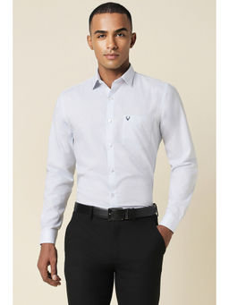 Allen Solly - Men White Slim Fit Stripe Full Sleeves Formal Shirt