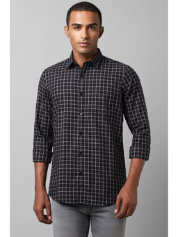 Allen Solly - Men Black Slim Fit Check Full Sleeves Casual Shirts