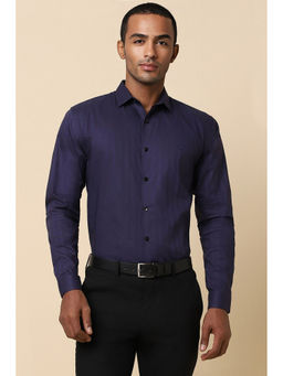 Allen Solly - Men Navy Slim Fit Textured Full Sleeves Formal Shirt