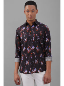 Allen Solly - Men Black Slim Fit Print Full Sleeves Casual Shirts