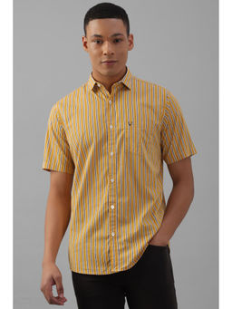 Allen Solly - Men Yellow Slim Fit Stripe Half Sleeves Casual Shirts