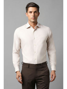 Louis Philippe - Men Cream Classic Fit Check Full Sleeves Formal Shirt