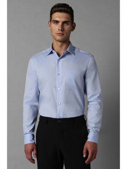 Louis Philippe - Men Blue Classic Fit Solid Full Sleeves Formal Shirt