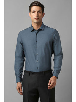 Louis Philippe - Men Blue Super Slim Fit Print Full Sleeves Formal Shirt