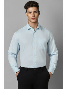 Louis Philippe - Men Blue Classic Fit Solid Full Sleeves Formal Shirt