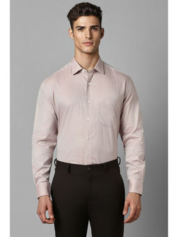 Louis Philippe - Men Pink Classic Fit Print Full Sleeves Formal Shirt