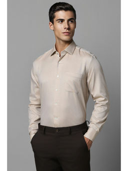 Louis Philippe - Men Beige Slim Fit Textured Full Sleeves Formal Shirt