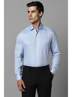 Louis Philippe - Men Blue Slim Fit Textured Full Sleeves Formal Shirt