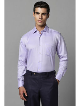 Louis Philippe - Men Purple Classic Fit Textured Full Sleeves Formal Shirt