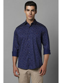 Louis Philippe - Men Blue Slim Fit Print Full Sleeves Casual Shirt