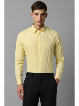 Louis Philippe - Men Yellow Slim Fit Solid Full Sleeves Formal Shirt