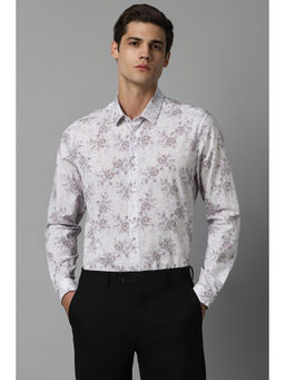 Louis Philippe - Men Grey Slim Fit Print Full Sleeves Formal Shirt