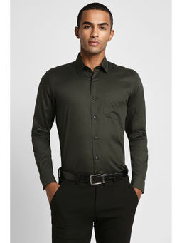 Peter England - Men Green Slim Fit Formal Full Sleeves Formal Shirt
