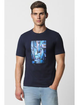 Van Heusen - Men Navy Graphic Print Crew Neck T-Shirt