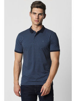 Van Heusen - Men Navy Print Polo Neck T-Shirt