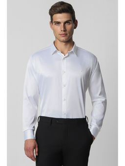 Van Heusen - Men White Slim Fit Solid Full Sleeves Party Shirt