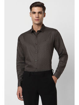 Van Heusen - Men Black Slim Fit Print Full Sleeves Party Shirt
