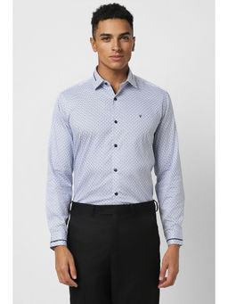 Van Heusen - Men Blue Slim Fit Print Full Sleeves Party Shirt