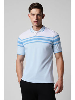 Van Heusen - Men Blue Patterned Polo Neck T-Shirt