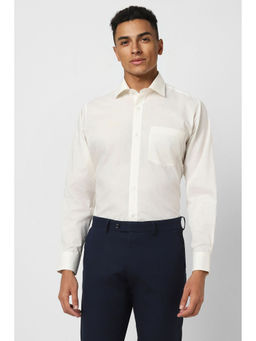 Van Heusen - Men Cream Regular Fit Solid Full Sleeves Formal Shirt