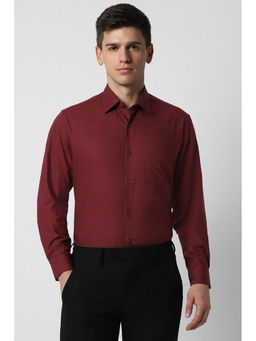 Van Heusen - Men Maroon Regular Fit Solid Full Sleeves Formal Shirt
