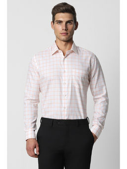 Van Heusen - Men White Slim Fit Check Full Sleeves Formal Shirt